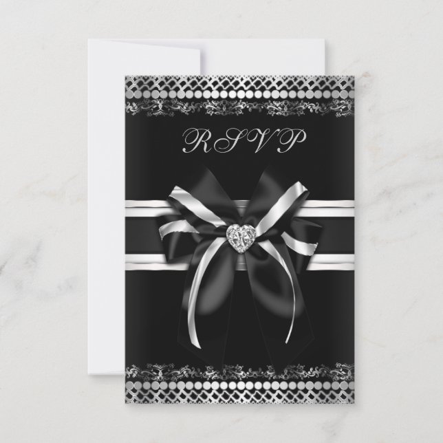 Classy Black and Silver RSVP (Front)