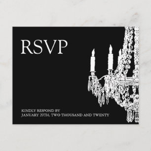 Classy black and White Chandelier RSVP Cards