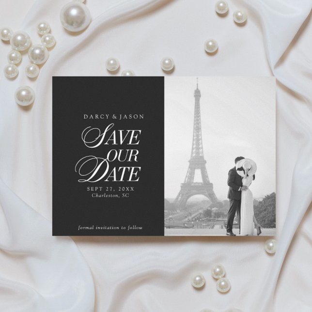 Classy Black and White Elegant Save the Date Card (Creator Uploaded)