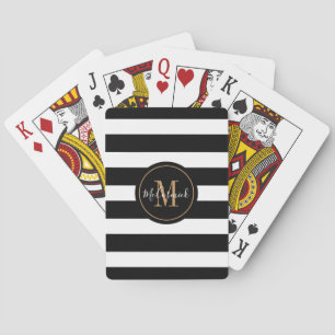 Classy Black and White Monogrammed Personalised Playing Cards