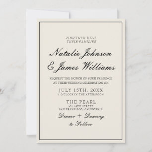 Classy Black And White Old Money QR Code Wedding Invitation