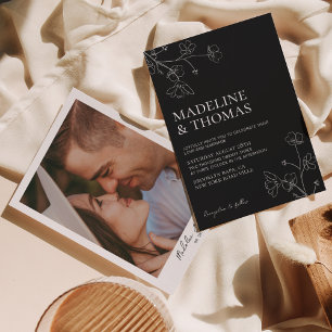 Classy Black and White Photo Wedding Invitation