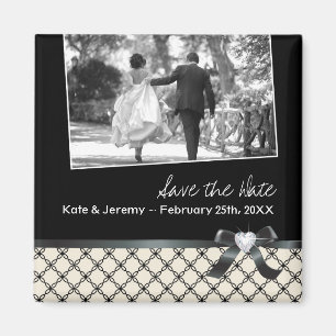 Classy Black and White Save the Date Magnet