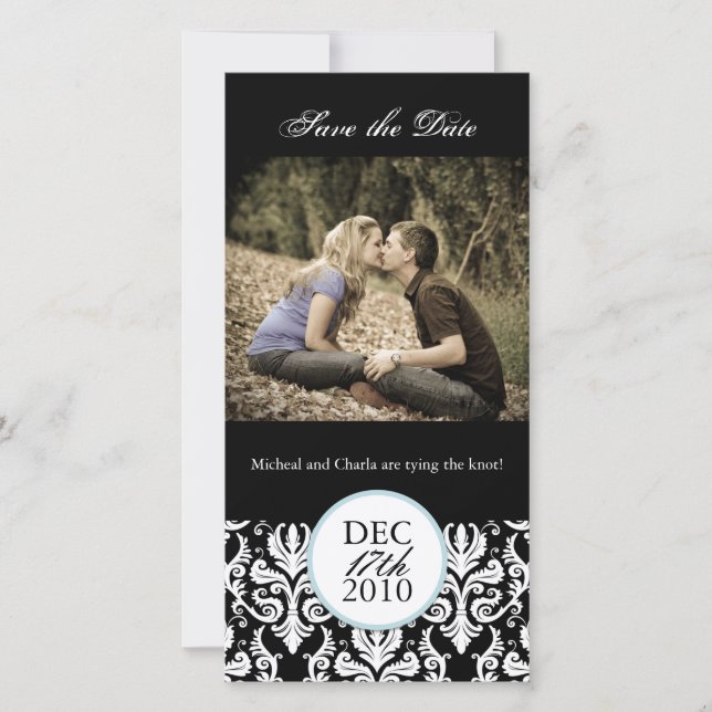 Classy Black and White Save the Date Photocard (Front)