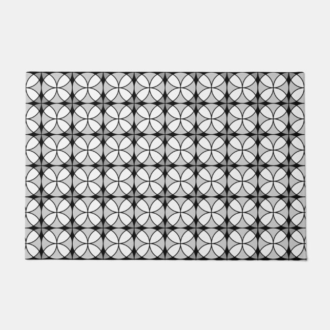 Classy Black and white Shippo Pattern Doormat (Front)