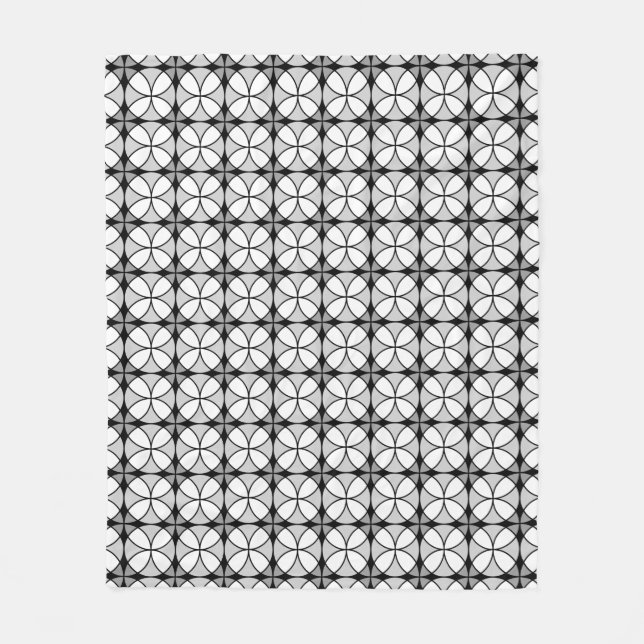 Classy Black and white Shippo Pattern Fleece Blanket (Front)