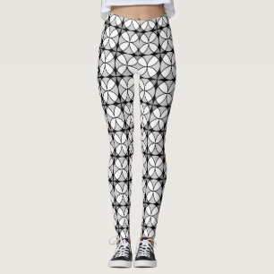 Classy Black and white Shippo Pattern Leggings