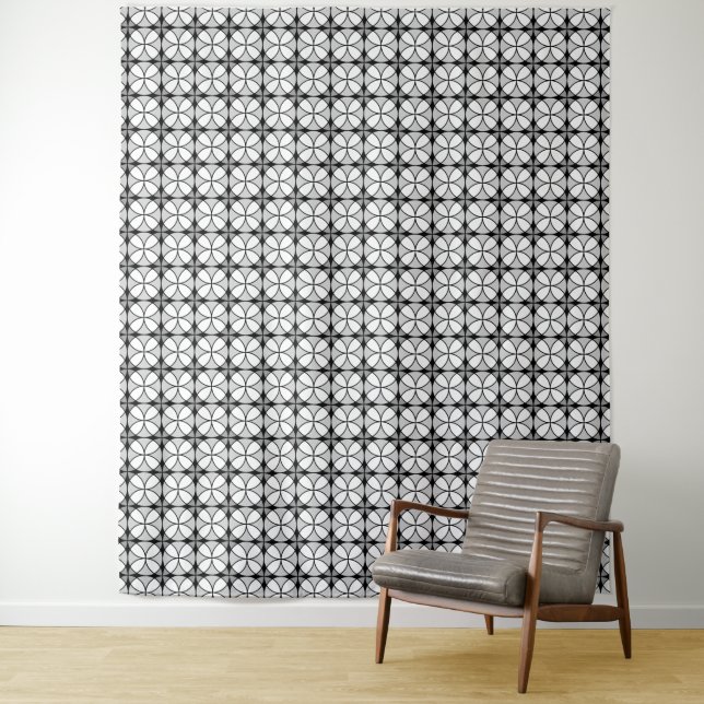 Classy Black and white Shippo Pattern Tapestry (In Situ)
