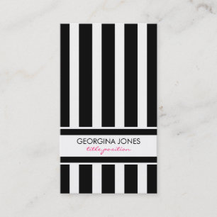 Classy Black And White Stripes Pattern Business Card