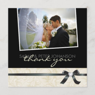 Classy Black and White Thank You Photo Card
