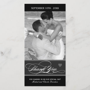 Classy Black and White Thank You Photo Card (4x8)