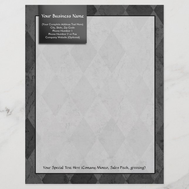 Classy Black Argyle Letterhead (Front)