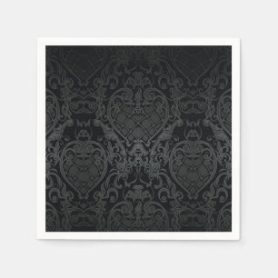 CLASSY BLACK BAROQUE CREST PATTERN NAPKIN DESIGN