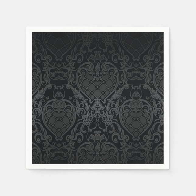 CLASSY BLACK BAROQUE CREST PATTERN NAPKIN DESIGN (Front)