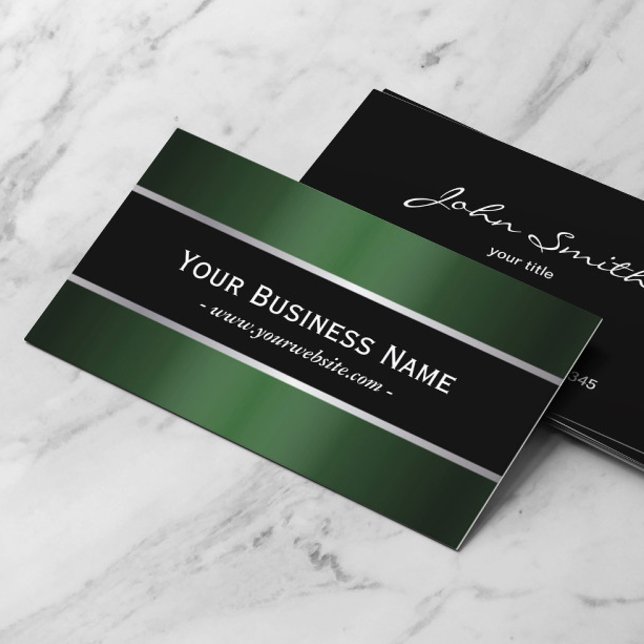 Classy Black Belt Green Metallic Business Card (Creator Uploaded)