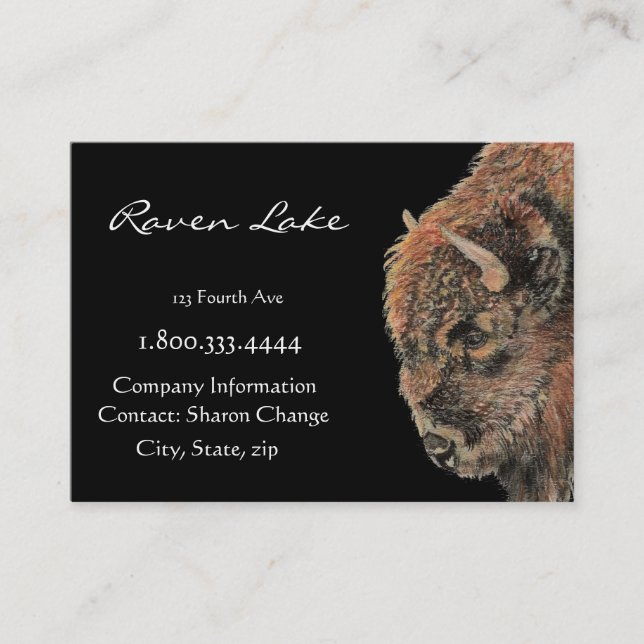 Classy Black Bison, Buffalo  Business Card (Front)