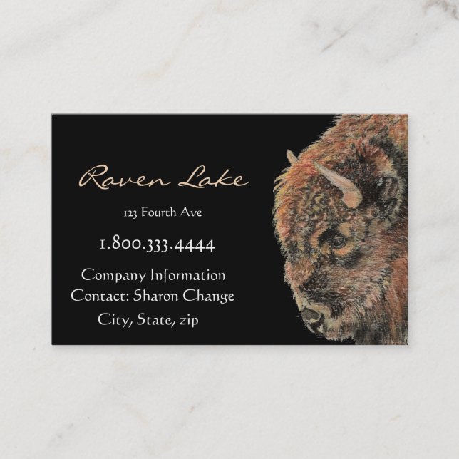 Classy Black Bison, Buffalo  Business Card (Front)