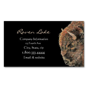 Classy Black Bison, Buffalo  Wildlife Animal Art Magnetic Business Card