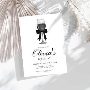 Classy black bow birthday party invitation