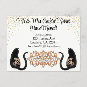 Classy Black Cat, We’ve Moved, New Address Postcard