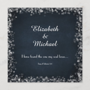 Classy Black Chalkboard with White Bokeh Lights Invitation