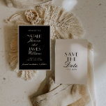 Classy Black Cream Old Money Luxury Chic Wedding Save The Date<br><div class="desc">This modern & retro funky minimalist Wedding black and cream Save The Date Template is great for you. If you are looking for a pretty, elegant and easy to customise photo Wedding Save The Date Template. A very elegant simple ivory cream script wedding save the date on black background on...</div>