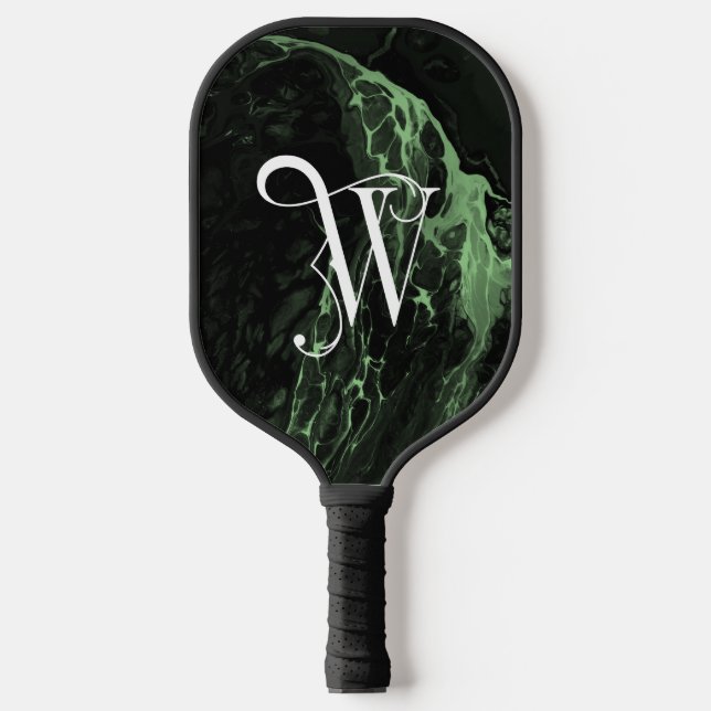 Classy Black Decorative W Personalised  Pickleball Paddle (Front)