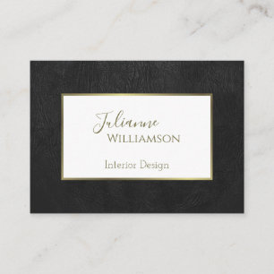 Classy Black Faux Leather with Gold Frame Elegant Business Card