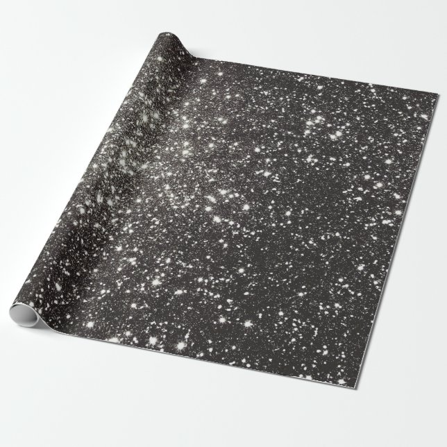 Classy Black Glitter Shiny Glimmer Glamour Wrapping Paper (Unrolled)