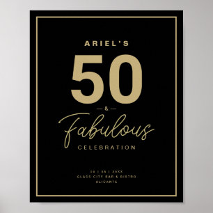 Classy Black & Gold 50 & Fabulous Birthday Party Poster