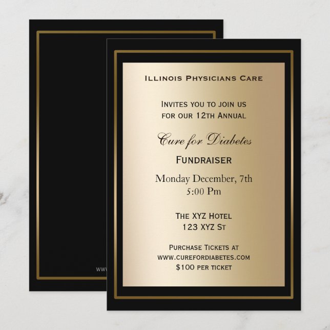 classy Black Gold Corporate party Invitation (Front/Back)