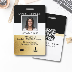 Classy Black & Gold Custom Notary ID Badge