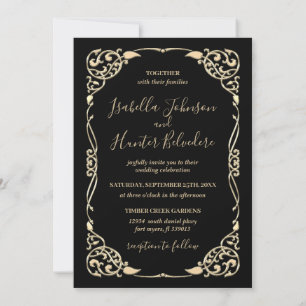 Classy Black & Gold Frame All Occasion Invitation