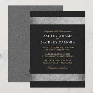 Classy/Black, Gold, Grey/Grunge Wedding Invitation