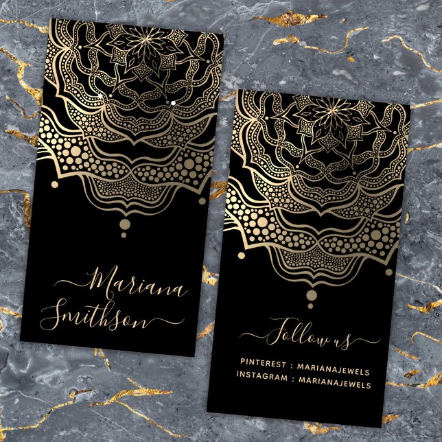 Classy Black & Gold Mandala Earring Display Cards (Creator Uploaded)