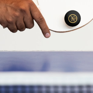 CLASSY BLACK & GOLD MARBLE LOOK WITH INITIAL PING PONG BALL