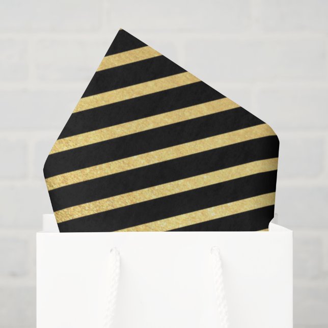 Classy black gold stripe pattern tissue paper (Gift Bag)