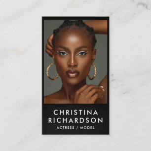 Classy Black Headshot Photo  Business Card