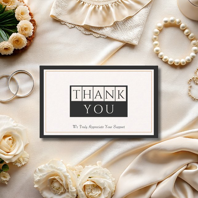 Classy Black Ivory Thank You Business Card (Creator Uploaded)