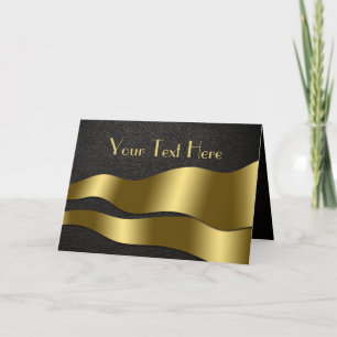 Classy Black Leather and Gold Wave Greeting Card