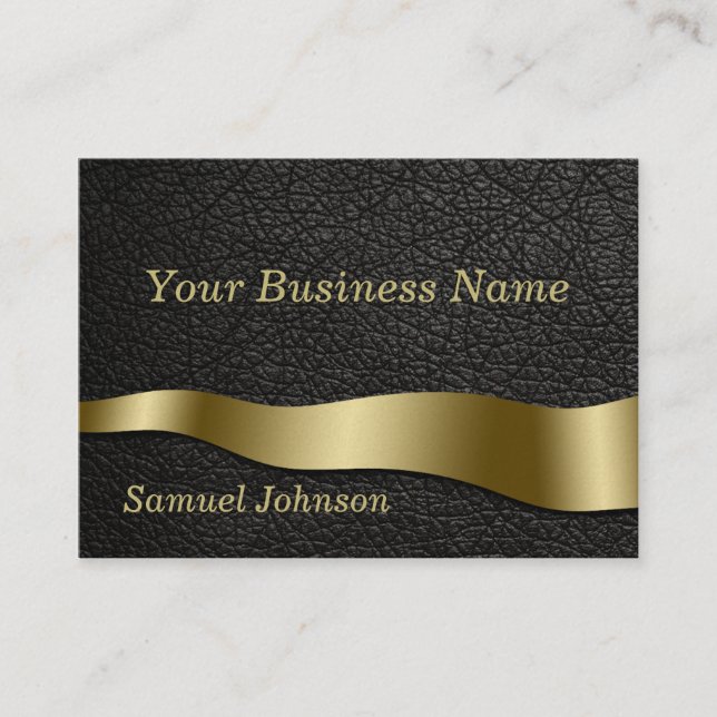 Classy Black Leather Business Card (Front)