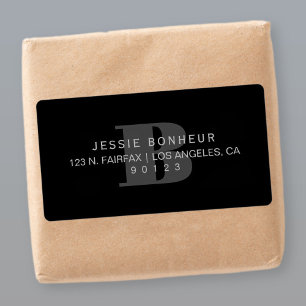 Classy Black & Light Dark Grey Return Address