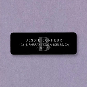 Classy Black & Light Dark Grey Return Address