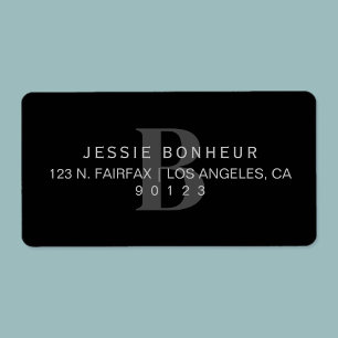 Classy Black & Light Dark Grey Return Address Label