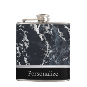 Classy Black Marble Stone Design Hip Flask