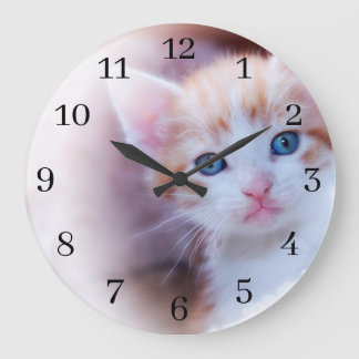 Classy Black Numbers Family Photo Large Clock