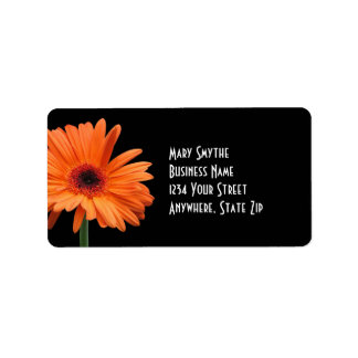 Classy Black & Orange Gerbera Daisy Label