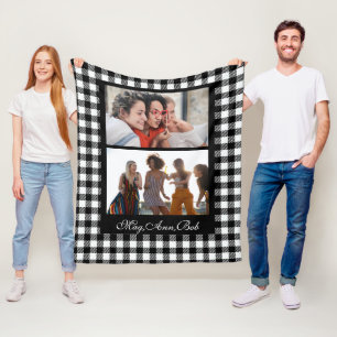 Classy Black Personalized friends Photo and Names  Fleece Blanket