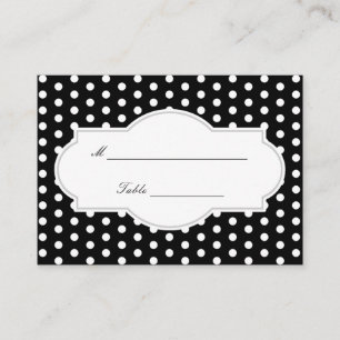 Classy Black Polka Dots Wedding Place Card