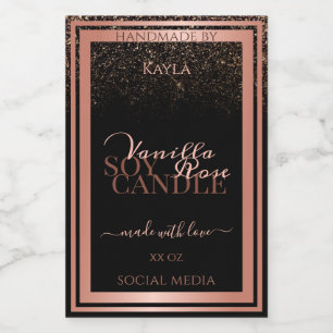 Classy Black Product Packaging Labels Rose Gold
